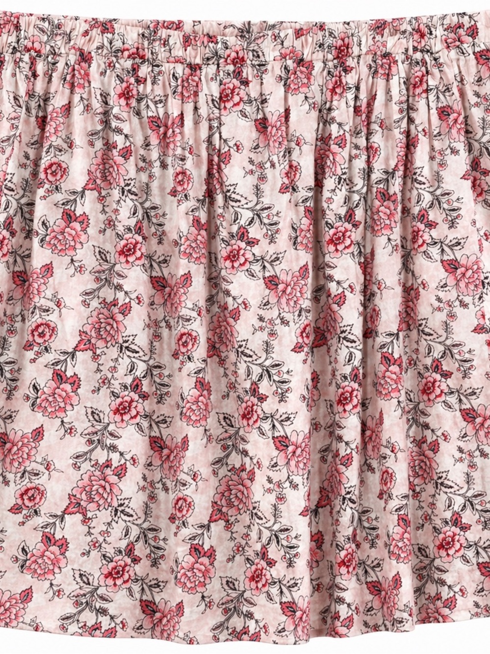 Floral Pull-On Skirt Pink Cottagecore A-Line Elastic Waist Feminine Summer Skirt - Picture 2 of 6